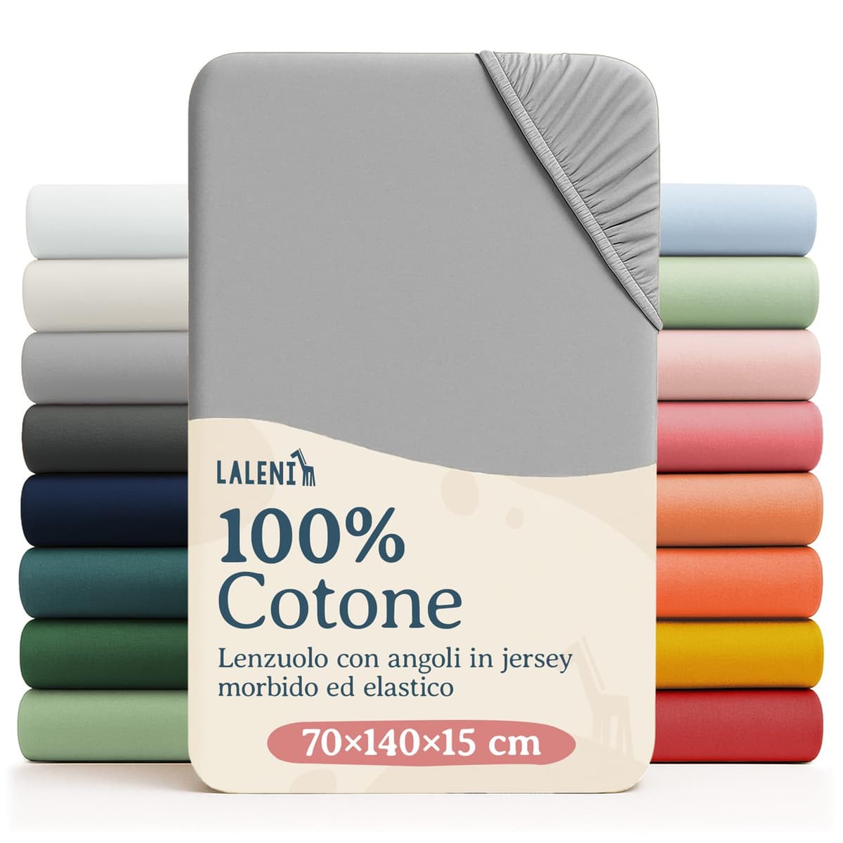 Laleni Sabana Bajera 60to70x120to140x15cm Oeko-Tex - sabanaja Bajera 100% Algodon para Cama de Infantil Set de 2-Ropa de Cama Infantil - para Cuna Bebe Color Moonlight Grey - Gris