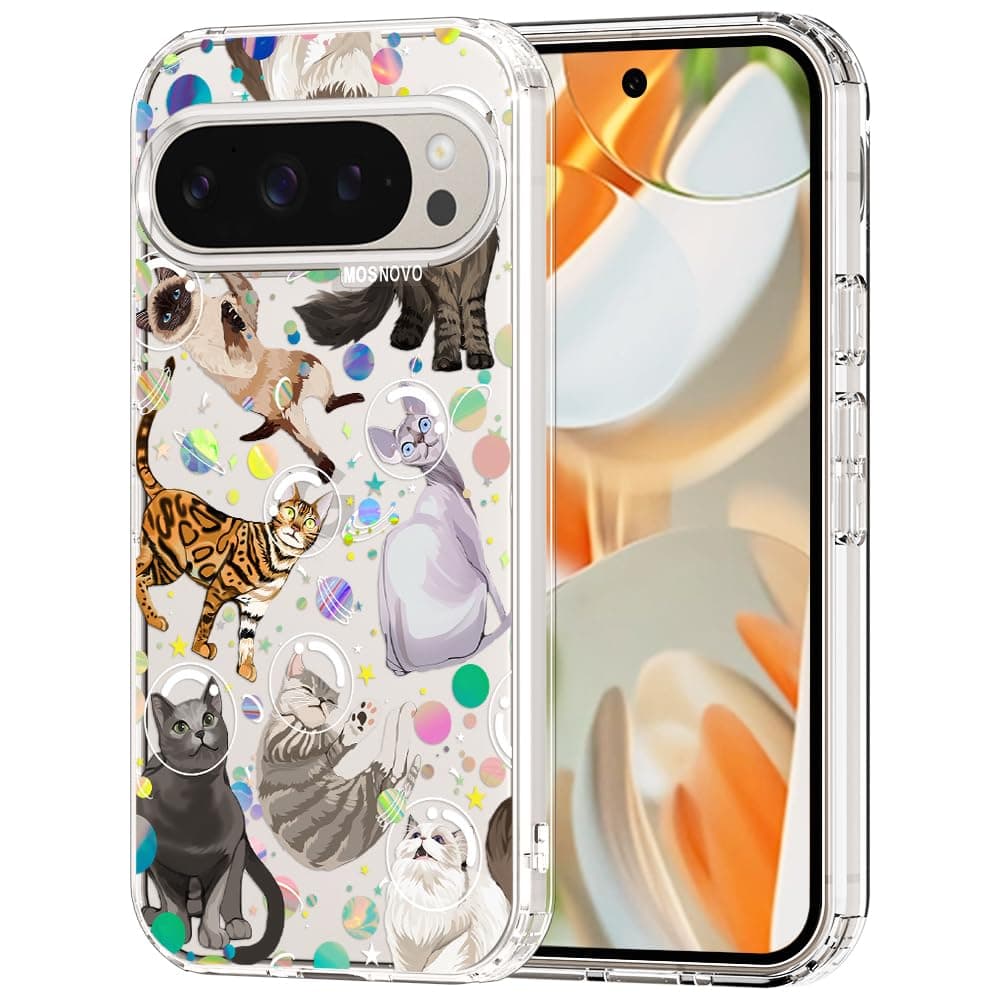 MOSNOVO Case for Google Pixel 9 & Pixel 9 Pro, [Buffertech 6.6ft Military-Grade Drop Protection] [Anti Peel Off Tech] Clear TPU Bumper Phone Case Cover Design - Eucalyptus — view 40