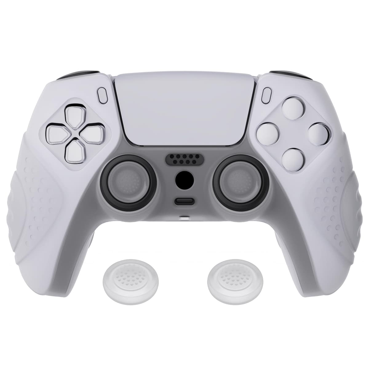 eXtremeRate PlayVital Guardian Edition Ergonomic Soft Anti-Slip Controller Silicone Case Cover for ps5, Rubber Protector Skins with Black Joystick Caps for ps5 Controller - Green & Black — view 20