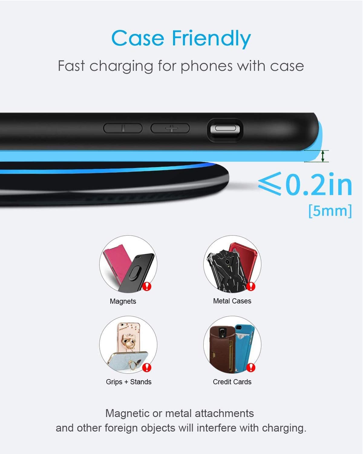 NANAMI Wireless Charger for iPhone and Samsung - Wireless Charging Pad 10W Max for iPhone 17 16 15 14 13 12 SE2 11 Xs XR X New Airpods and Galaxy S26 S25 Ultra S25+ S24 FE S23 S22 S21 S20 S10 — view 5