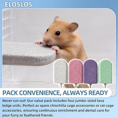 Eloslos 4 Pack Large Size Lava Ledge for Small Pets - Chinchilla, Hamster, Parrot - Grinding & Jumping Platform in Pink — view 2