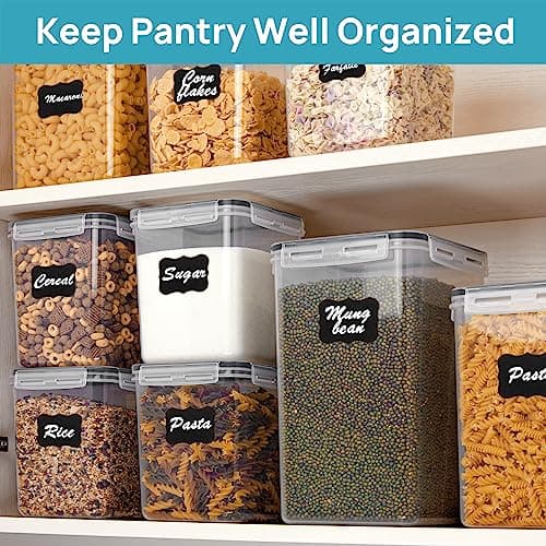 Vtopmart 10 PCS Flour Storage Container, Large Airtight Food Storage Containers with Lids for Kitchen, Pantry Organizers, Black — view 6