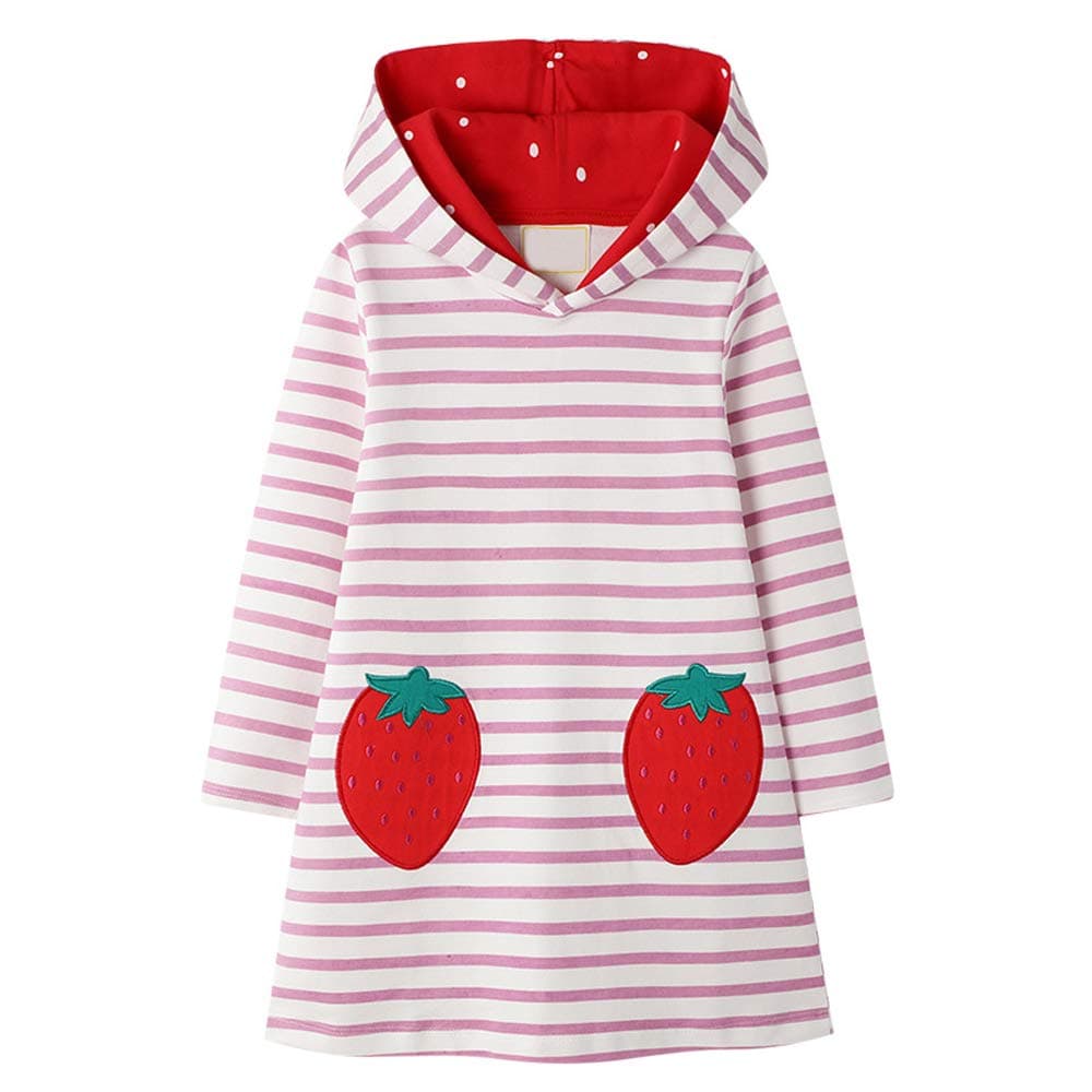 VIKITA Vestido para Niñas Manga Larga Algodón Princesa Casuales Bebe Niñas 2-8 años