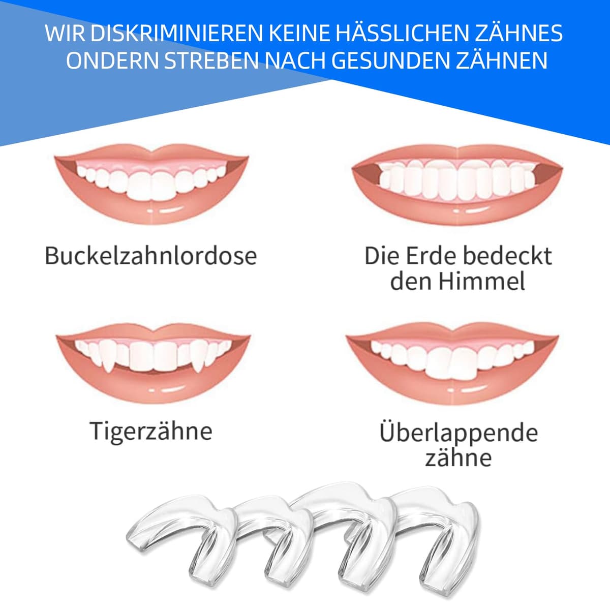 4 Piezas Ferula Descarga Bruxismo, Férula Dental de Descarga in 2 Tamaños, Protector Bucal para Dormir, Protector Bucal Bruxismo con Caja, Ideal para el Bruxismo — view 4