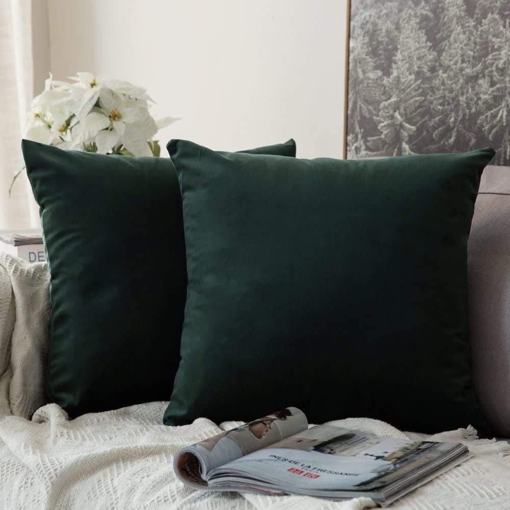 MIULEE Pack of 2 Fall Velvet Soft Solid Decorative Throw Pillow Covers Square Cushion Cases for Sofa Couch Bedroom Living Room Car Home Decor 18 x 18 Inch 45 x 45 cm Orange — view 71