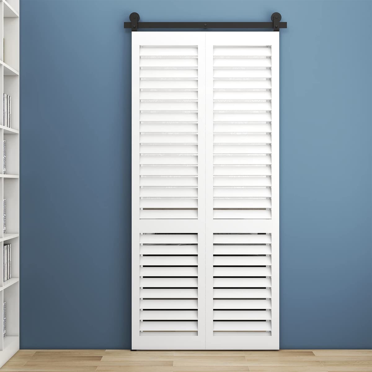 TSMST 76,3 cm/2,5 ft Bi-Fliegue Sistema completo de puerta corredera, ahorro de espacio para 2 puertas, lisa y silenciosa en forma de T (sin puerta) — view 2