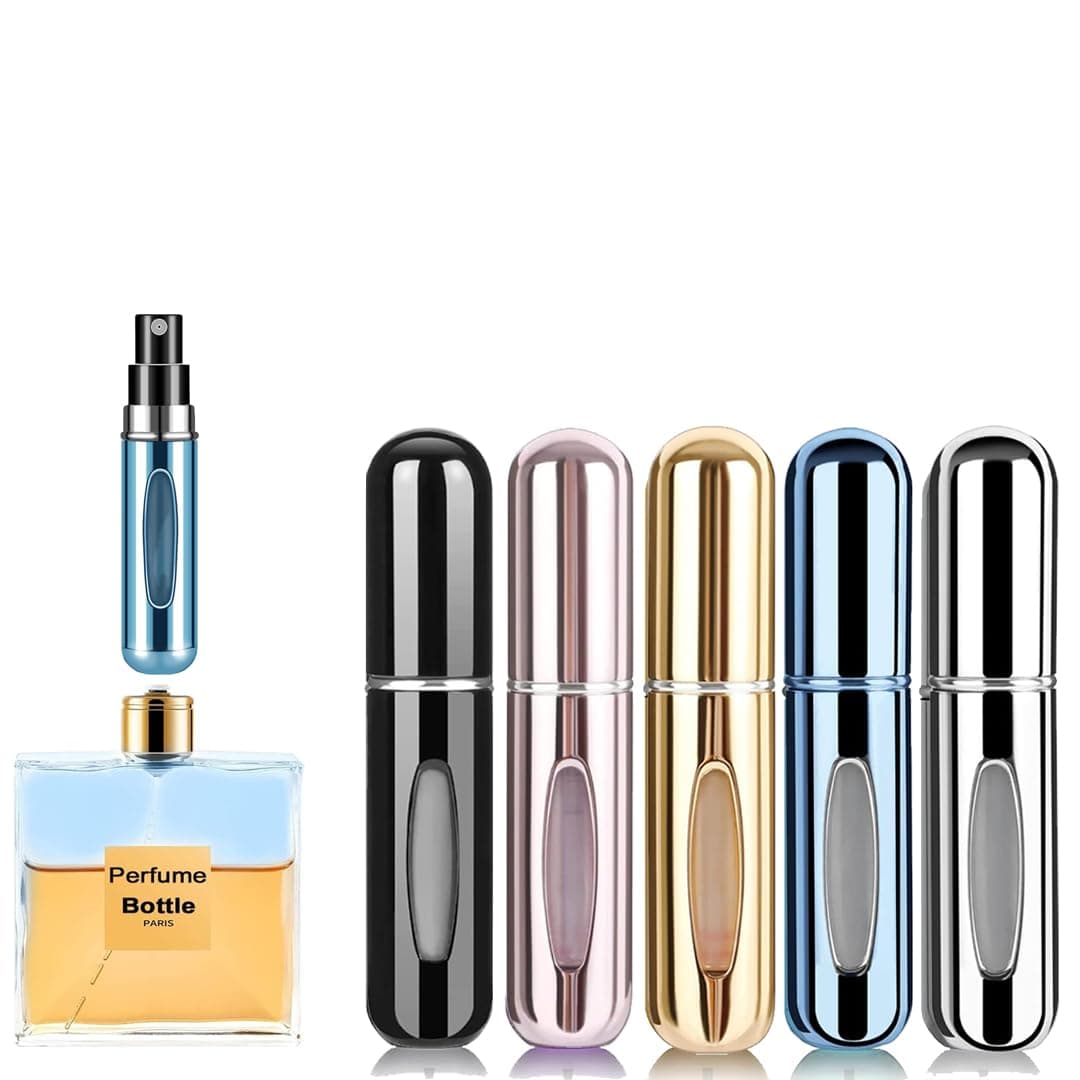 Perfume Atomiser pack of 5pcs Perfume Travel Bottle, 5ML Refillable Perfume Spray Bottle Easy to Refill Empty Atomiser for Purse, Handbag, Pocket and Luggage (Glossy)