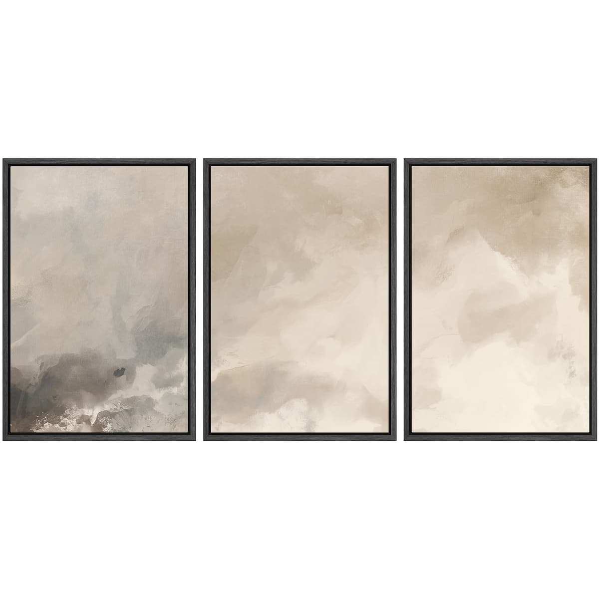 SIGNWIN Framed Canvas Print Wall Art Set Blue White Grunge Geometric Pattern Abstract Shapes Cozy Neutral Decorative Contemporary Minimal for Living Room, Bedroom, Office - 24"x36"x3 Natural — view 24