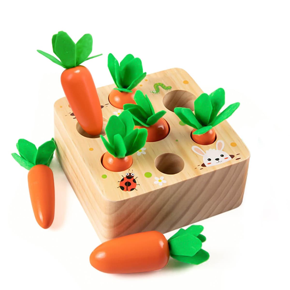 Juguetes Montessori para Niños 1 2 3 años, Juguetes de madera Educativos para Bebés 6 Meses niña niños, Juguete de Clasificación Zanahorias, Juegos de pelota, Regalo Bebe 1 Año de Cumpleaños Navidad — view 8