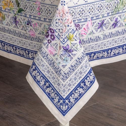 Maison d' Hermine Table Cloth Rectangle Table 100% Cotton 60 x 120 Inches Tablecloth Reusable Decorative for Dining Kitchen Room Farmhouse Party Home Hotel Restaurant Spring Summer - Faience — view 8