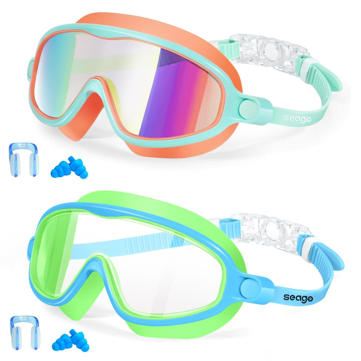 Seago Swim Goggles 2 Pack Anti-Fog Anti-UV Wide View Swimming Goggles for Kids 3-14 — view 18