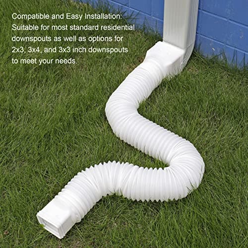 plusgutter 2 Pack Rain Gutter Downspout Extensions Flexible, Drain Downspout Extender,Down Spout Drain Extender, Gutter Connector Rainwater Drainage,Extendable from 21 to 68 Inches(White) — view 4