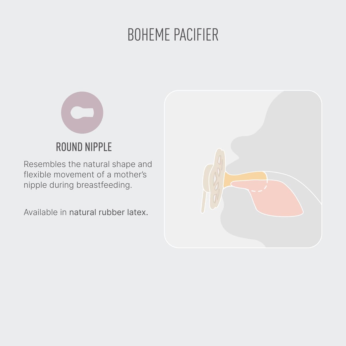 BIBS Boheme Soother 2-Pack. BPA Free. Round Nipple. Natural Rubber Latex, Made in Denmark. Size 2 (6-18 Months), Blossom/Dusky Lilac — view 3