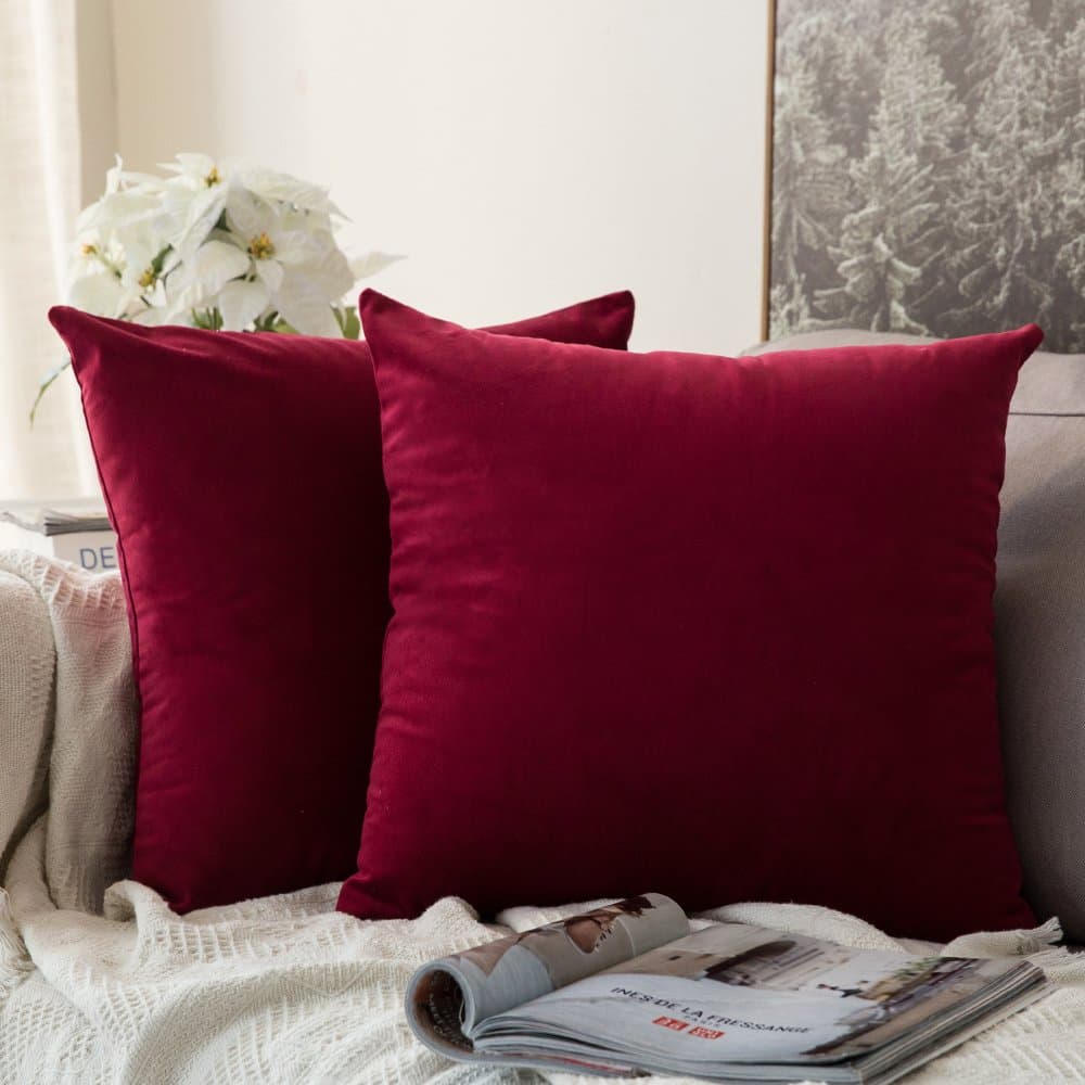 MIULEE Pack of 2 Fall Velvet Soft Solid Decorative Throw Pillow Covers Square Cushion Cases for Sofa Couch Bedroom Living Room Car Home Decor 18 x 18 Inch 45 x 45 cm Orange — view 63