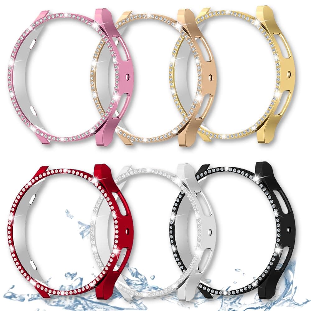 DEALELE [2-PACK] Case Compatible with Samsung Galaxy Watch FE / 5/4 40mm, Bling Double-row Diamond PC Protective Case Protector Cover, 40mm, Rose gold + Transparent — view 62