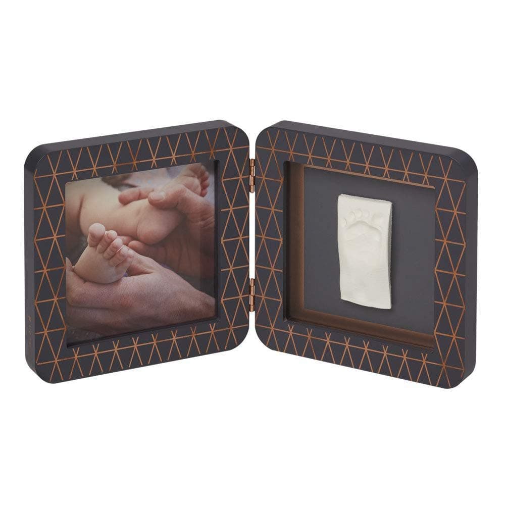 Baby Art My Baby Touch Set de Marco de foto y Huella de bebé en Arcilla, Recuerdo de las huellas de mano y pie, Gris y Cobre
