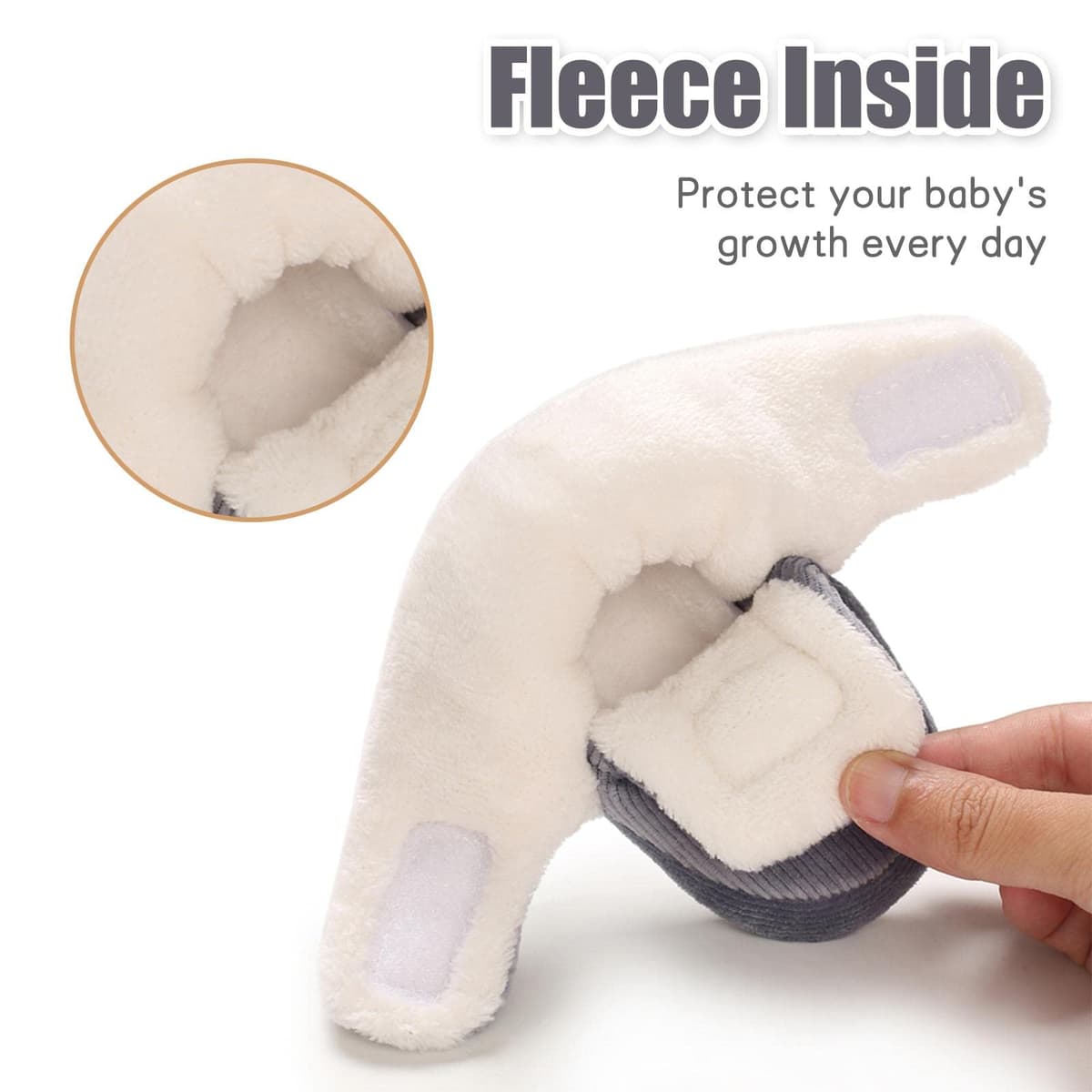 Baby Winter Warm Fleece Bootie, Newborn Non-Slip Soft Sole Winter Shoes Sock Shoes Cute Adjustable Crawling Shoes Prewalker Boots for Girls Boys Toddler 0-18 Months — view 4