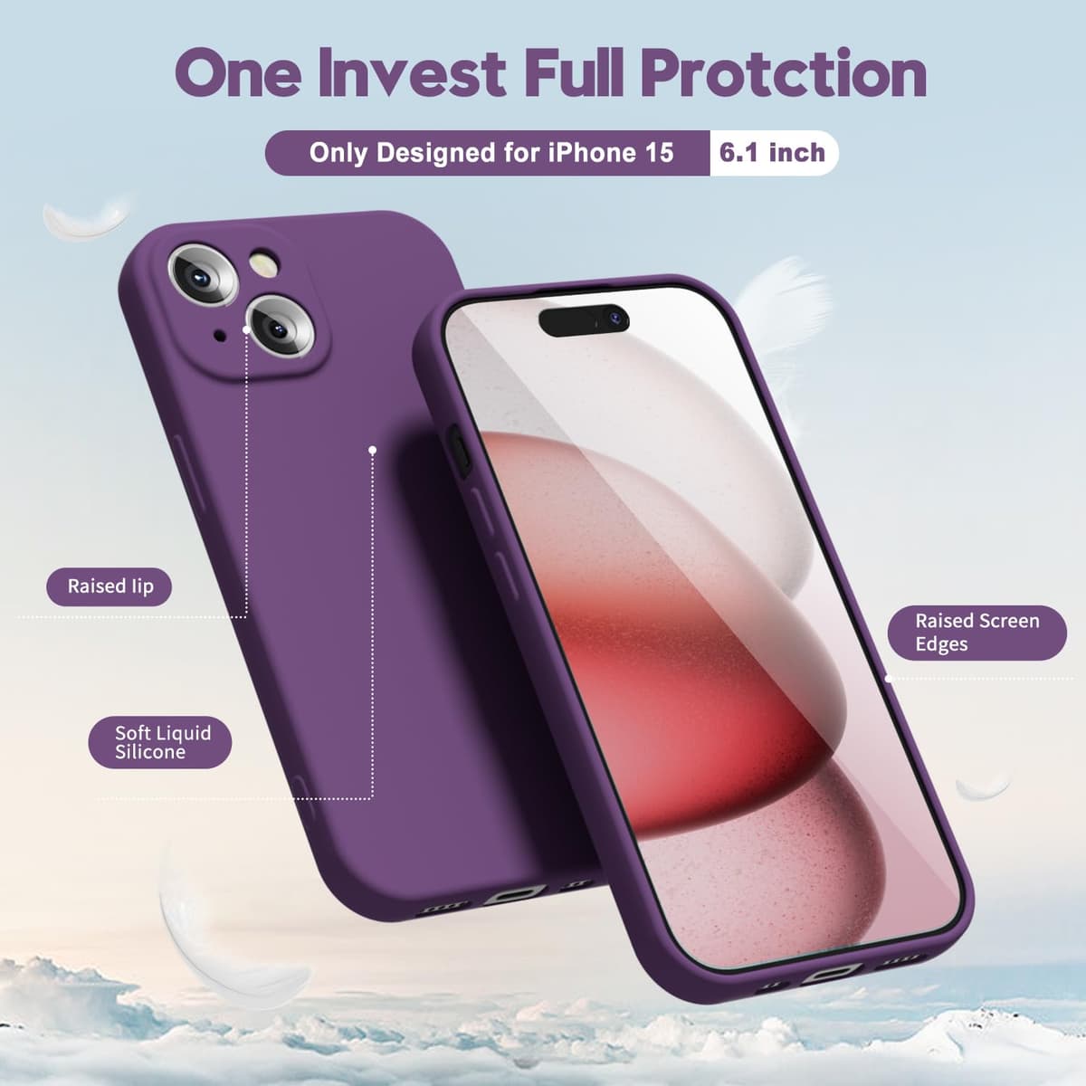 oakxco for iPhone 17 Pro Max Phone Case Liquid Silicone, Cute Thin Slim Grip Soft Rubber Gel for Women Men, Smooth Matte TPU Plain Solid Color Girly Simple Case with Camera Cover, Light Pink — view 2032