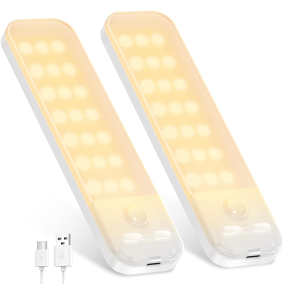 OUILA Under Cabinet Kitchen Lights, 64 LED [2 Pack] 3 Color Stepless Dimming Motion Sensor Lights Indoor, 1000mAh USB-C Rechargeable LED Lights for Cupboard, Kitchen — view 18