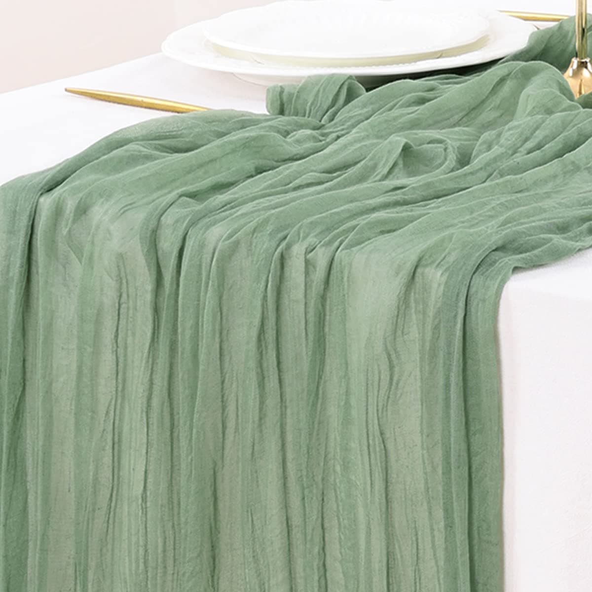 Socomi Beige Cheesecloth Table Runner Easter Spring Boho Rustic Gauze 120 inch 10FT Cheese Cloth Runner for Wedding Party Baby Shower Birthday Home Decor Holiday Decorations — view 22