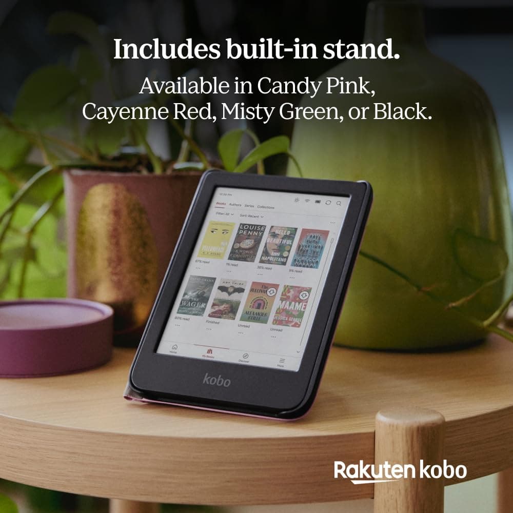 Funda SleepCover para Kobo Clara Colour/BW | Rosa Caramelo | Tecnología de Sueño/Despertar | Soporte Integrado de 2 Posiciones | Cuero Vegano | Compatible con el eReader Kobo Clara Colour/BW de 6” — view 5