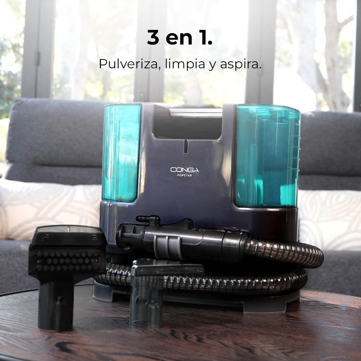 Cecotec Aspirador de Tapicerías Conga Popstar 3000 CarpetClean. 400 W, 2 Depósitos -1 de Agua Limpia y 1 de Sucia-, Pulverizador de Agua, Radio de acción 6 m, Longitud de la Manguera 1,2 m — view 2