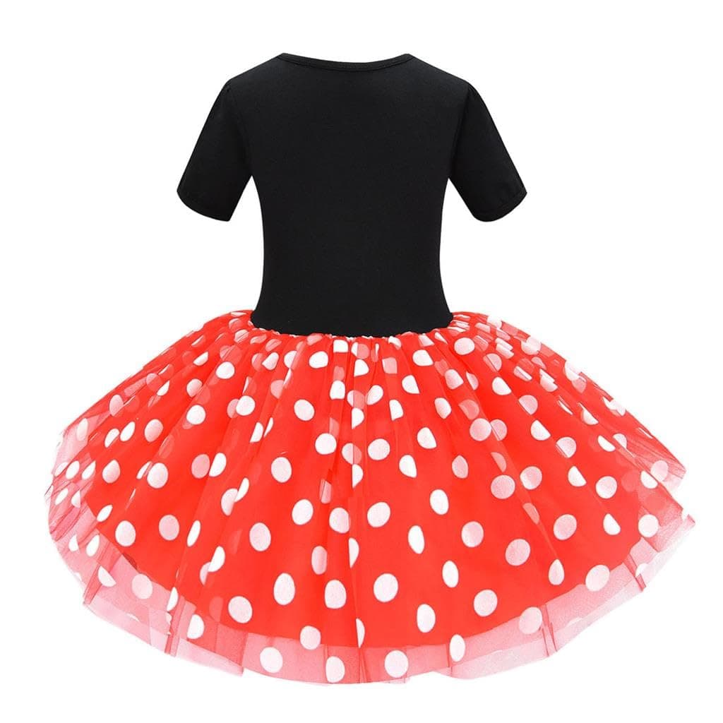 Lito Angels Disfraz de Carnaval Ratona Mouse para Niña con Orejas de Ratón Aro de Pelo, Vestido de Tul Falda Tutu con Lunares, Talla 3-4 años (etiqueta de tela 110), Rojo — view 2