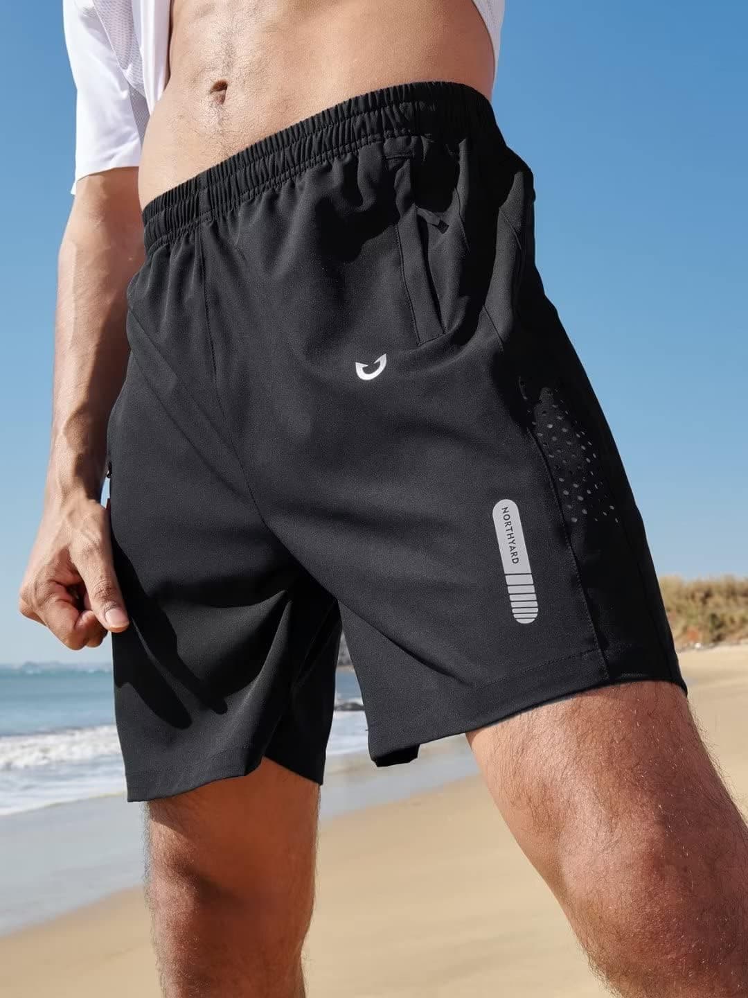 NORTHYARD Men's Athletic Running Shorts Gym Workout Shorts 7"/ 9"/ 5" Quick Dry Lightweight Sports Basketball Exercise Tennis 7 inch X-Small Black