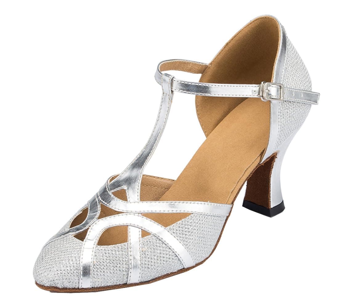 T-Starp - Zapatos de baile latino sintéticos con purpurina para mujer, para bodas, bailes de baile latino — view 19