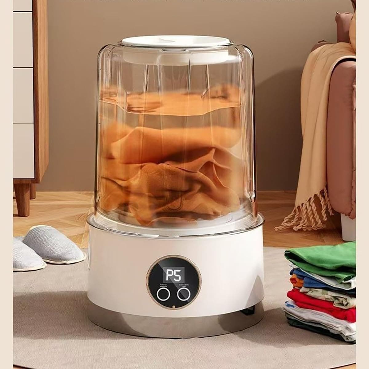 Minilavadora de Trapos, Mini Washer Machine Portátil - Mini Lavadora para Trapos de Cocina y Ropa Interior, Mini Washing Machine con Centrifugado para Limpieza Higiénica (Morado) — view 5