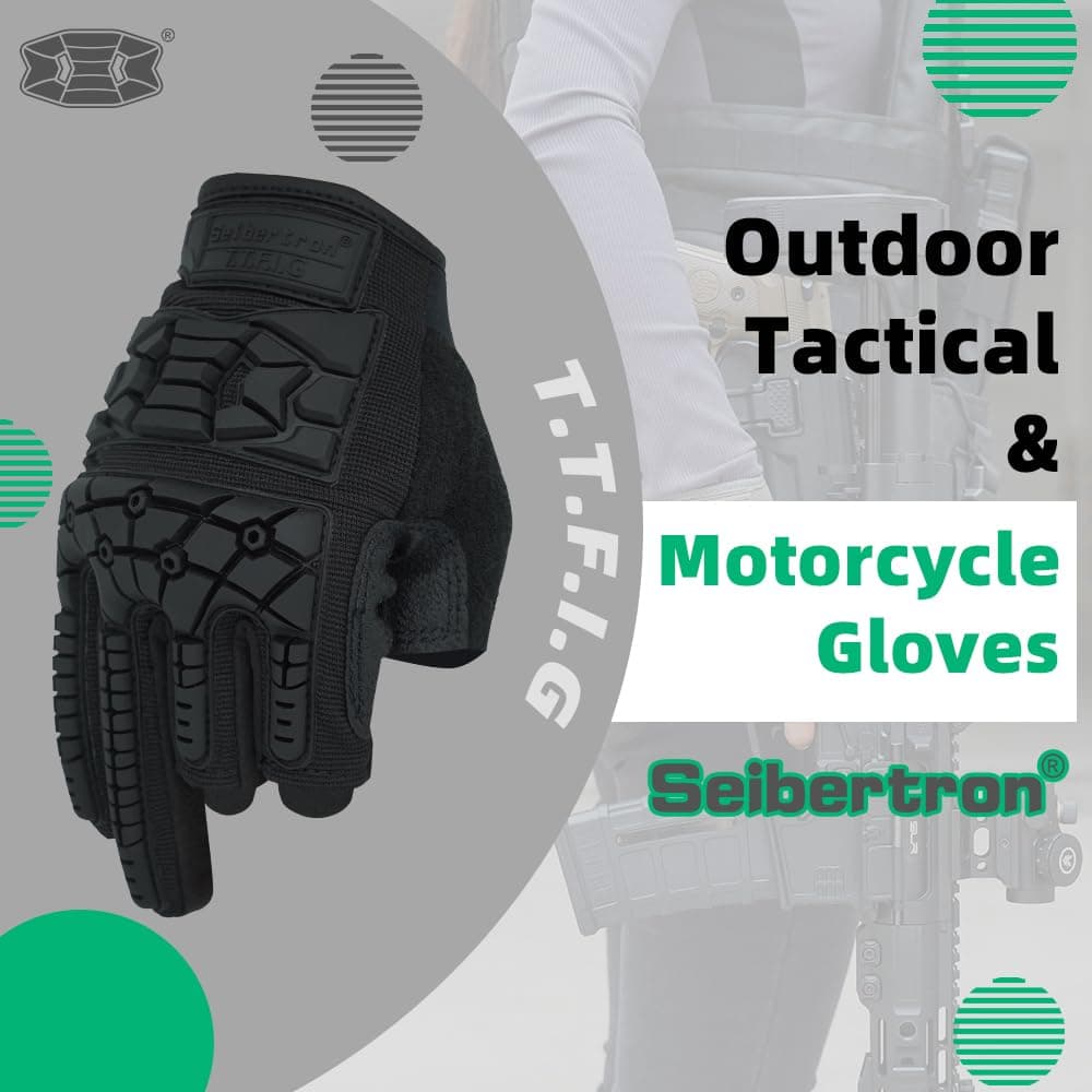 Seibertron T.T.F.I.G 2.0 Men's Tactical Military Gloves Flexible Rubber Knuckle Protective for Combat Hunting Hiking Airsoft Paintball Motorcycle Motorbike Riding Outdoor Gloves — view 3