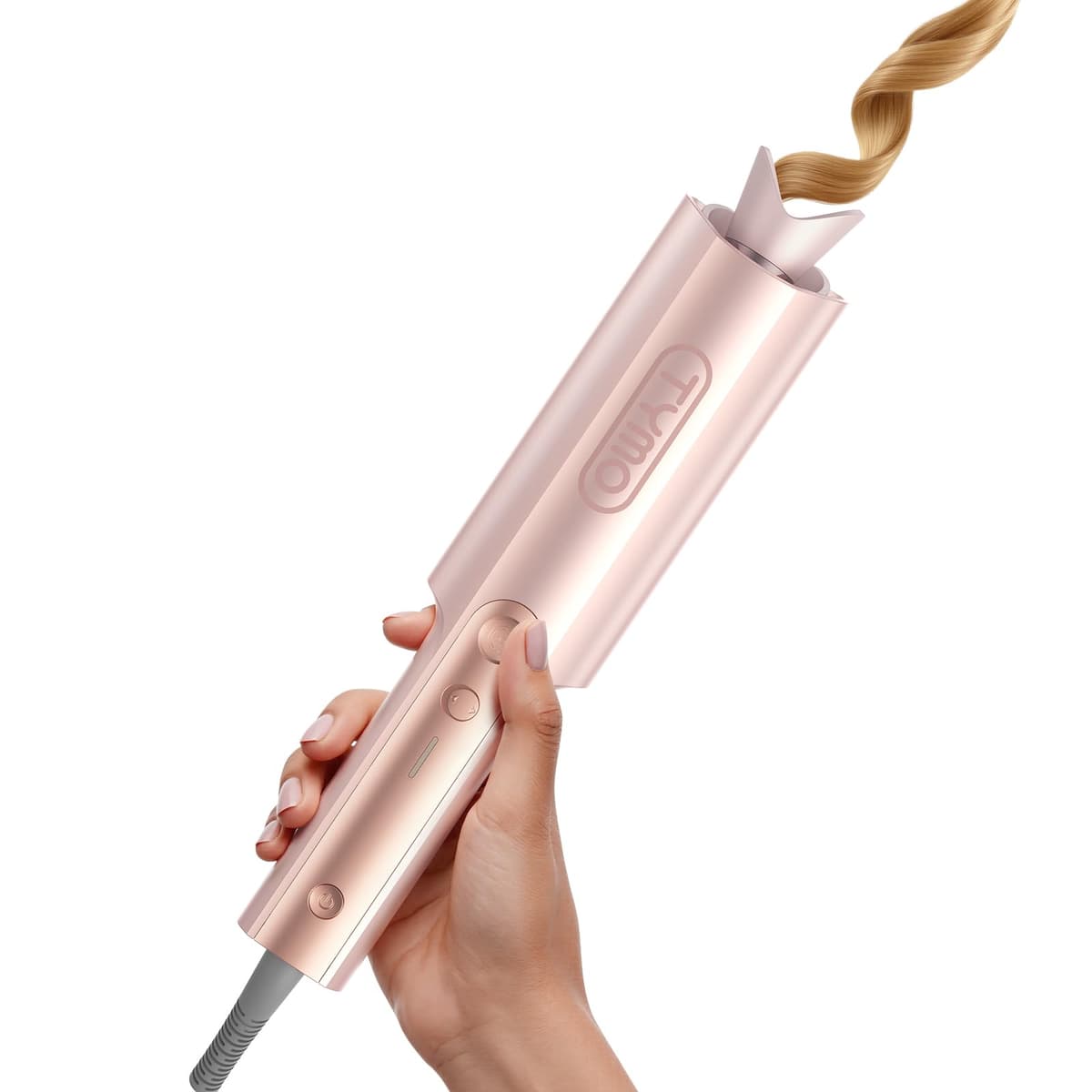 TYMO CurlPro Plus Hair Curler Automatic Rotating - Long Barrel Curling Wand for Long Hair, Ceramic Curling Iron for Women, Anti-Scald, Tangle-Free, 600M Ionic, Dual Voltage, UK Plug, Gold, 32 mm — view 9
