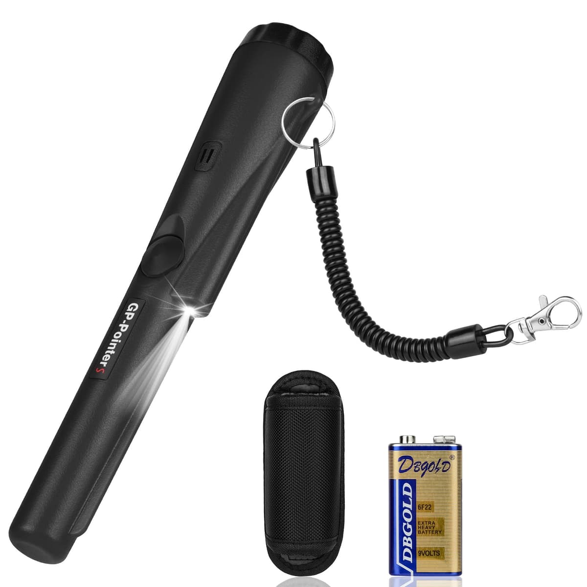 Flintronic Detector de Metales Portátil, 360° Exploración, Impermeable Alta Sensibilidad Detectores de Metales con Indicador LED Incorporado, Apto a Buscar Monedas de Oro, Moneda, Joyas, Negro