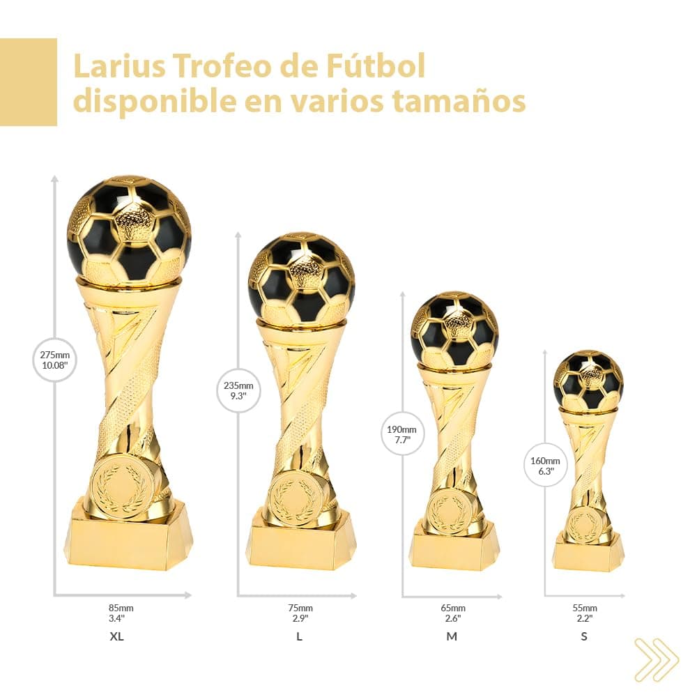 Larius Trofeo de fútbol en Oro y Plata con Grabado Personalizado — view 2