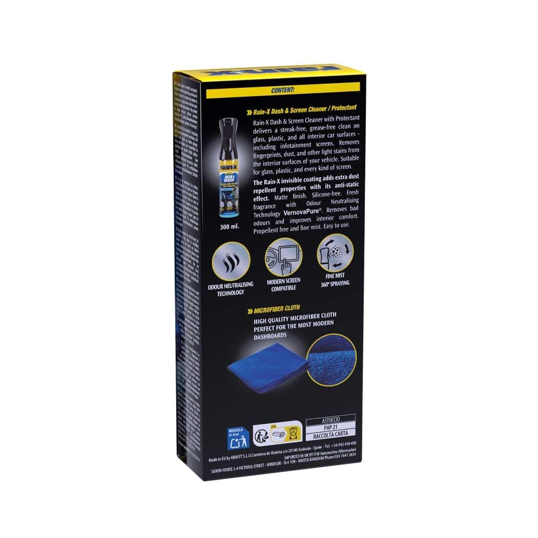 Rain-X Limpiador y Protector Premium para Salpicaderos y Pantallas – Fórmula Antihuellas con Recubrimiento Antiestático para Vidrio, Plástico y Superficies Delicadas + Paño de Microfibra – 300 ml — view 4