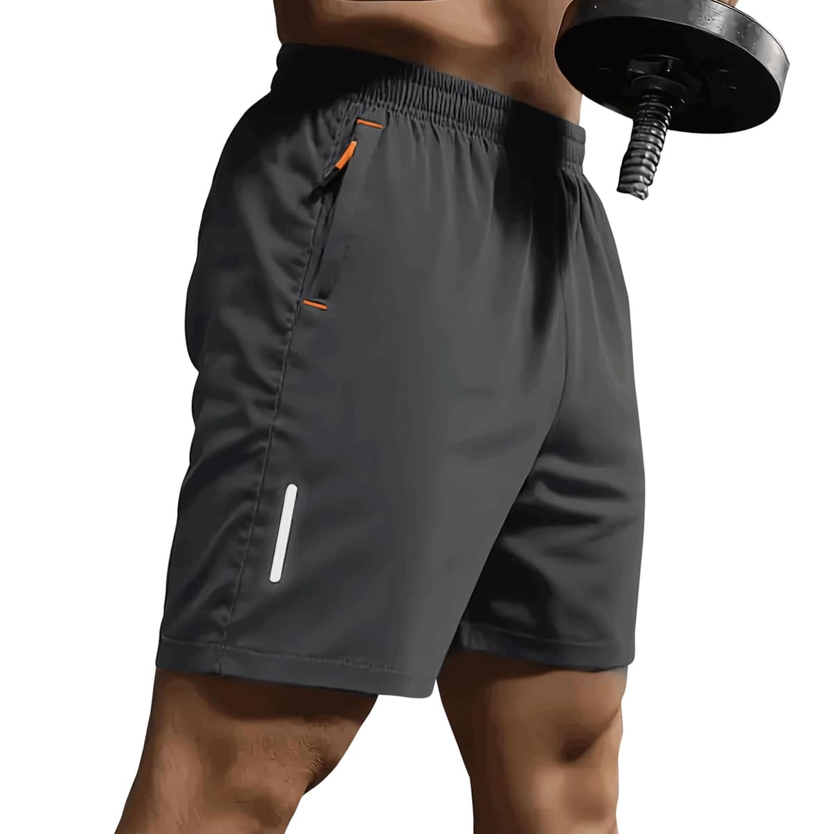 SHAGGA Paquete de 3 pantalones cortos de gimnasio para hombre, ligeros, de secado rápido, entrepierna corta, 7 con bolsillos con cremallera para correr, fitness y joggers — view 2