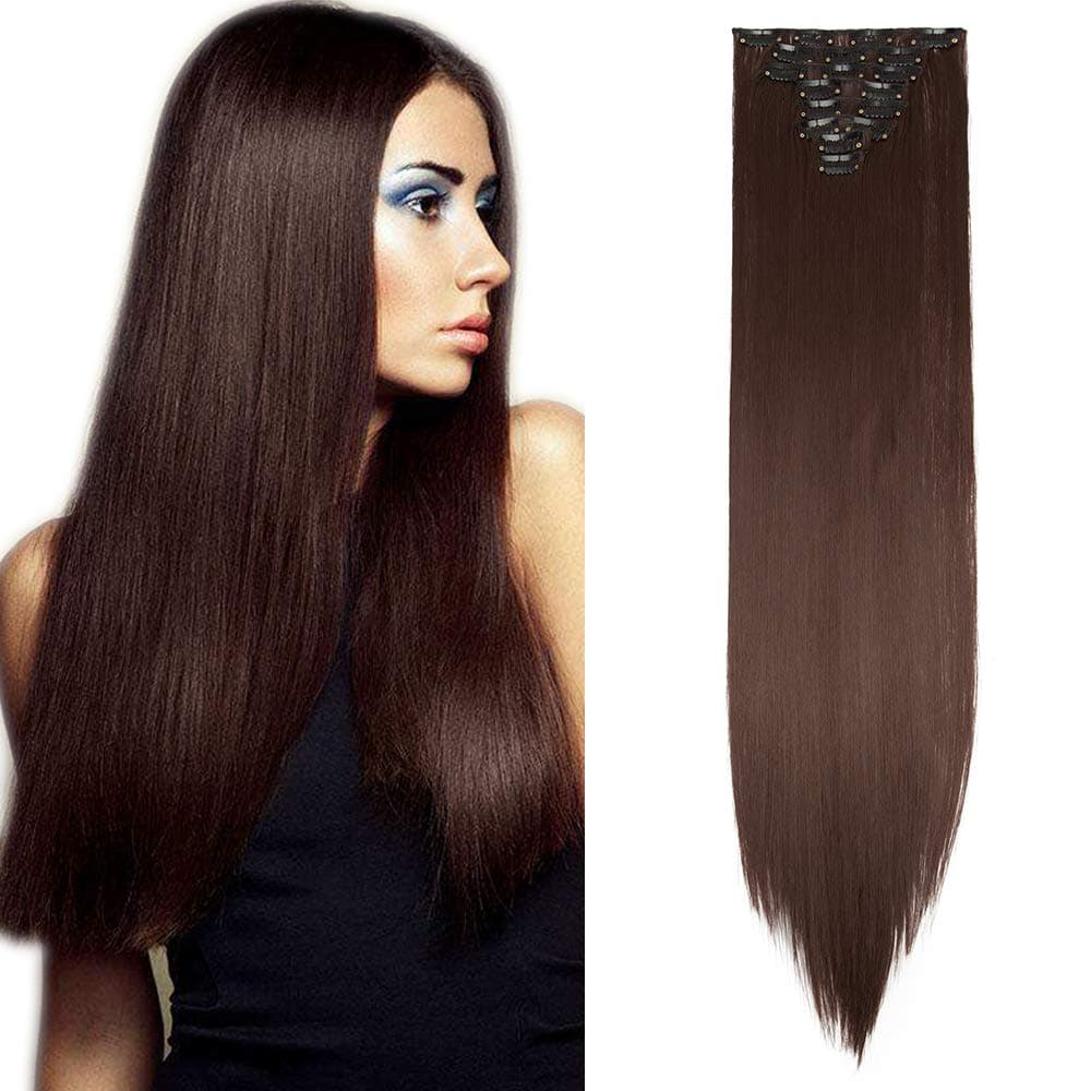 24"(60cm) SEGO Extensiones de Cabello Clip de Pelo Sintético Se Ve Natural 8 PCS [Sandy Rubio mezcla Blanqueador Rubio] Rizado Ondulado Largo Postizos Pelucas (140g) — view 12