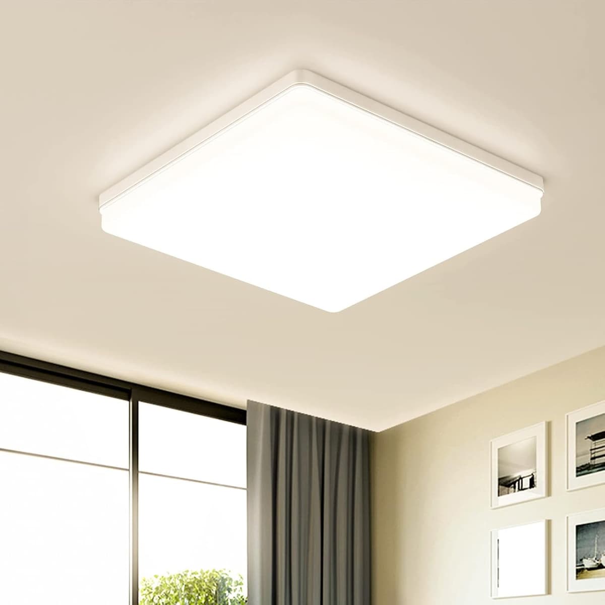 EASY EAGLE LED Lámpara de Techo 48W 4800LM Moderna Cuadrada Plafón Luz Led 6500K Lámpara Panel IP44 Impermeable para Baño Sala Dormitorio Cocina Oficina Comedor Ø30CM — view 30