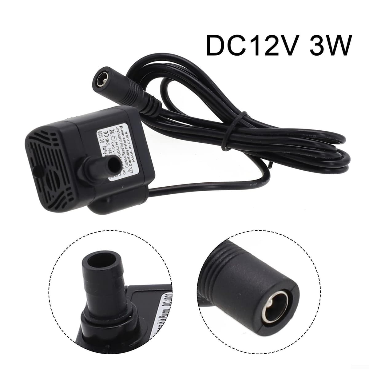 Brushless DC 12V Small Water Pump Submersible Circulating Pump for Fish Pond and Fountain Applications with Magnetic Drive and Long Life (DC12V) — view 3