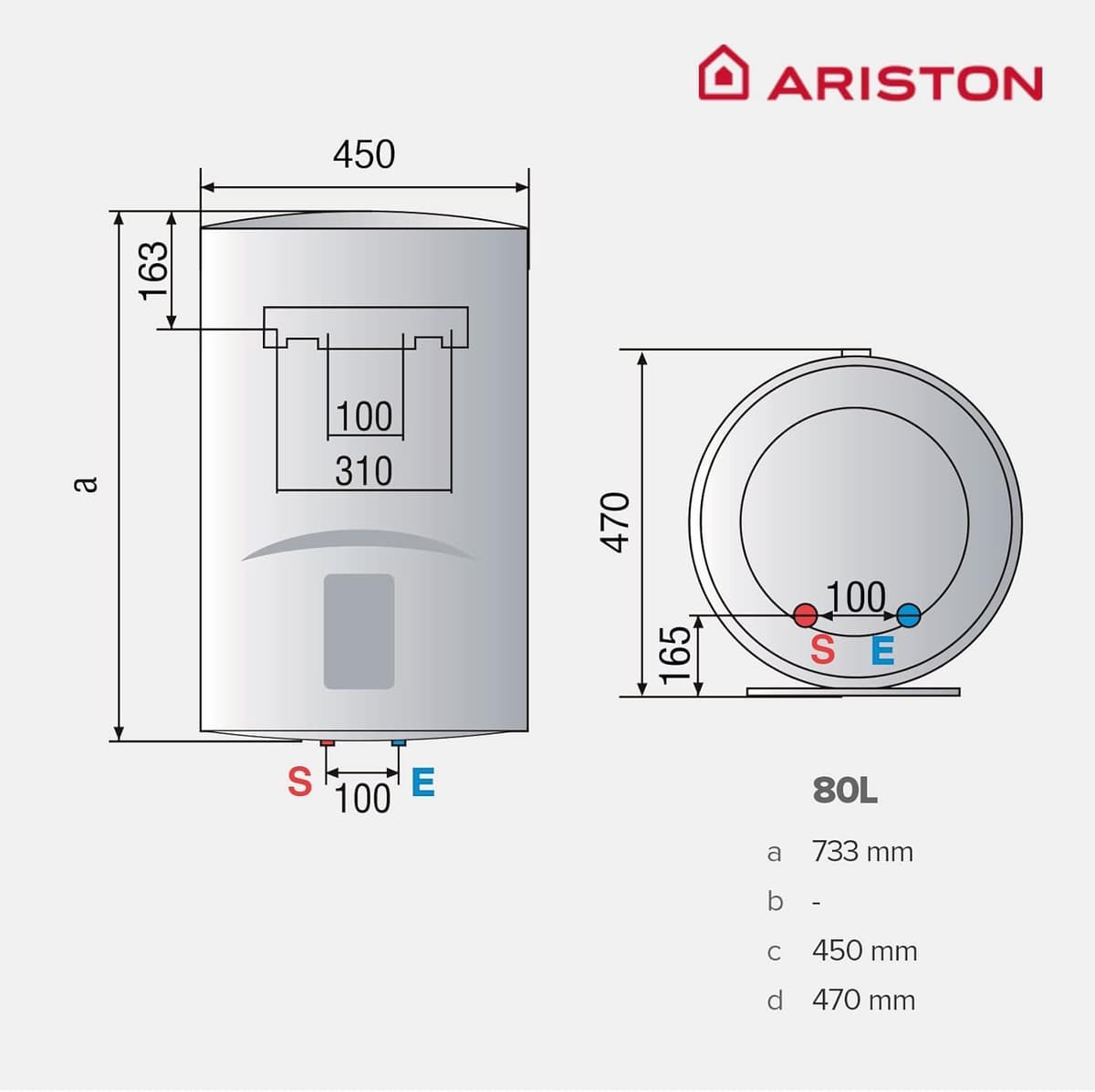 Ariston Lydos R - Termo Electrico 80 Litros, Calentador de Agua Eléctrico Vertical con Regulación Externa y Titanio en el Depósito 48x45x56, Calentadores Instalación en España Eficiencia C Rango(A+/F) — view 4