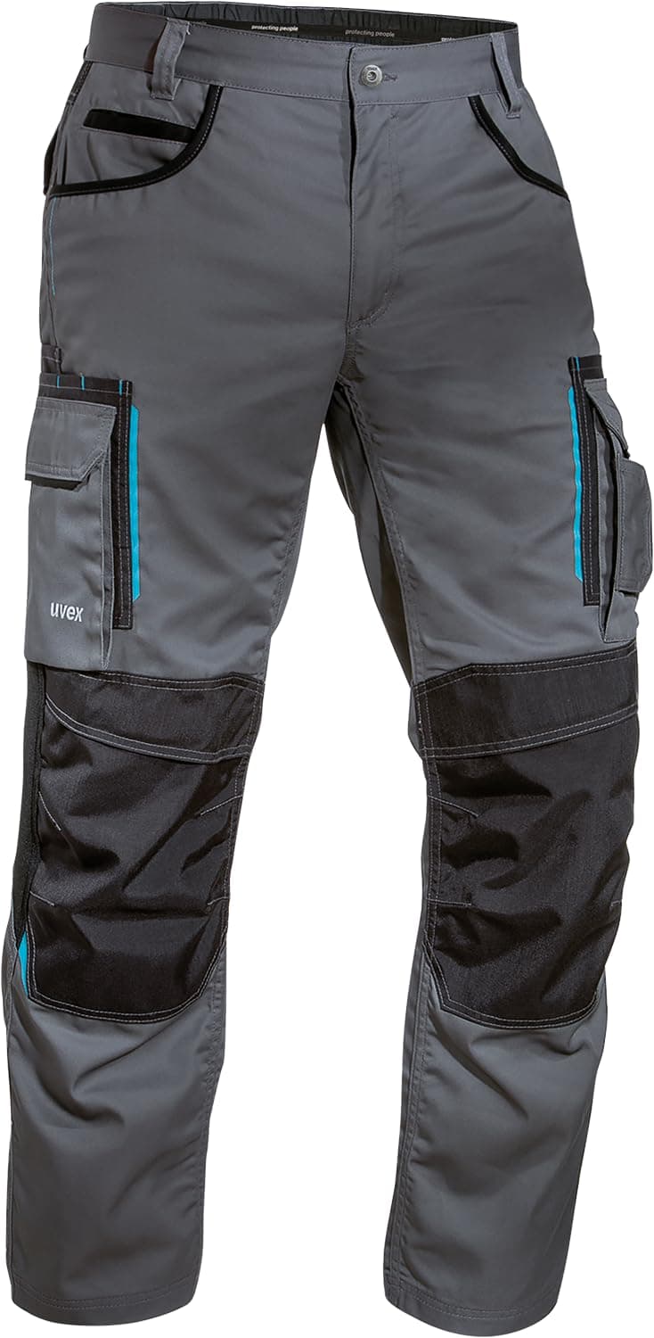 Uvex Tune-up 8909 Pantalon de Trabajo para Hombre - Pantalones Cargo para Trabajar de Algodón y de Cordura - Multibolsillos - Bolsillo de Las Rodilleras - Color Gris, Negro, Azul, Verde, Blanco