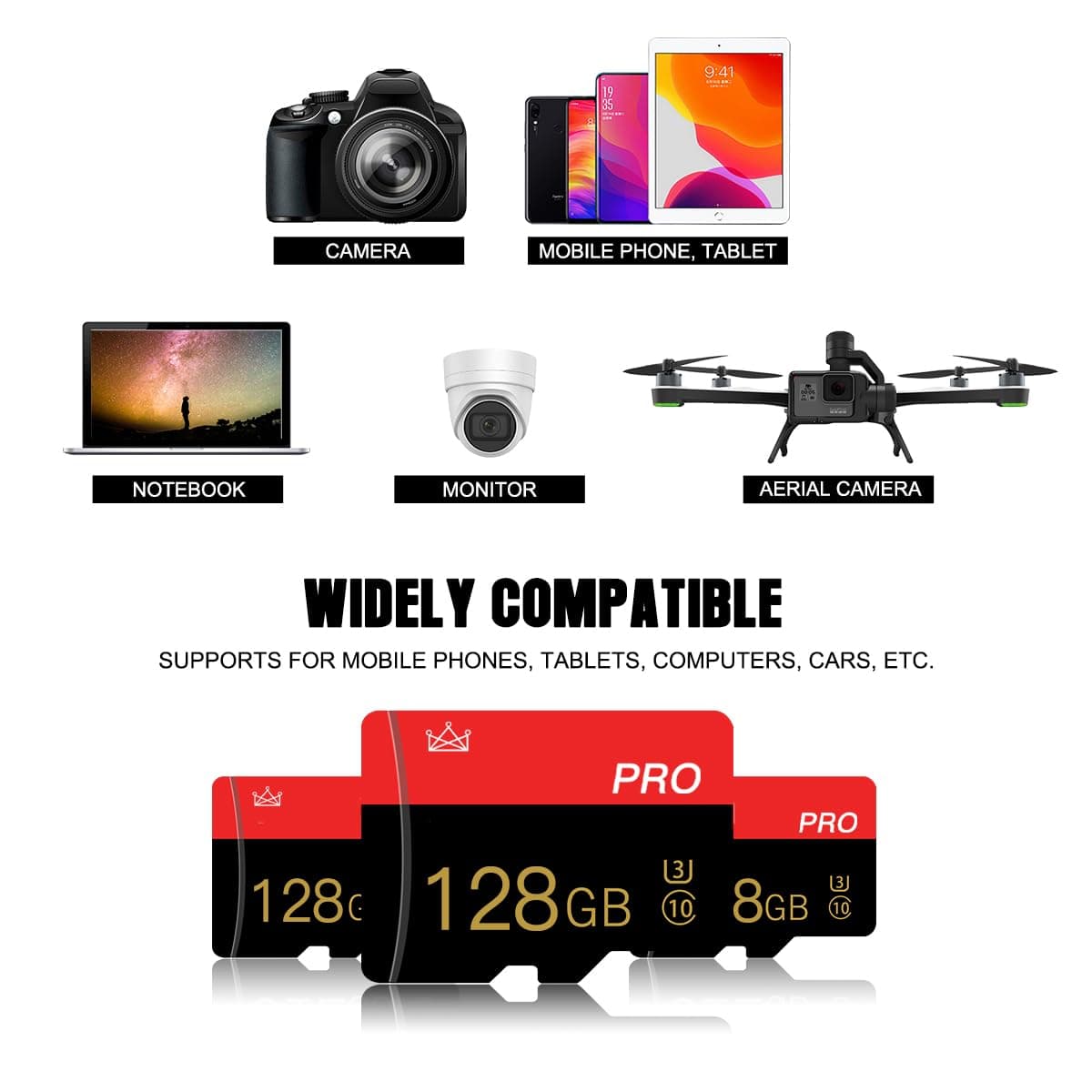 2 Pack 256GB Micro Memory Card Class 10 TF Card with Adapter High Speed Memory Card for Tablet, Camera, Drone — view 4