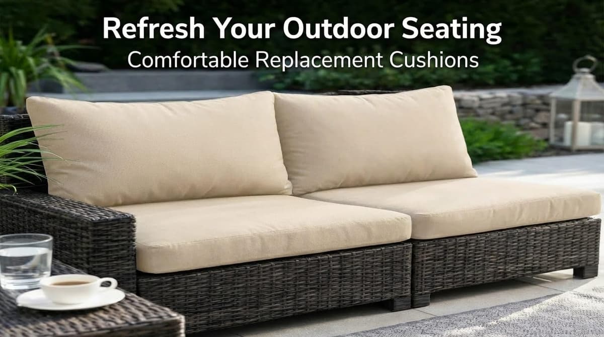 DREAMLAYER Rattan Garden Furniture Cushion Set – Outdoor Replacement Cushions for Patio Sofa & Conservatory – Water Resistant Covers (Cream, 6Pc (3x seat + 3x Back)) — view 2