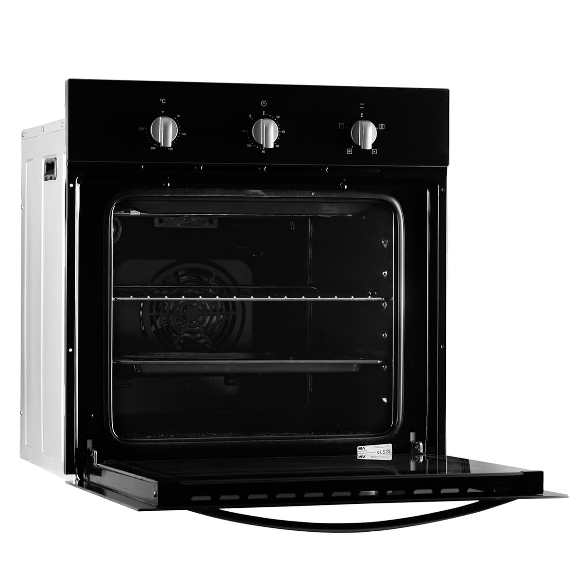 SIA FSO59BL Built-in Single Electric Fan Oven and Grill, Multi-function With Timer, A Energy Rating, Black, 2 Years Parts & Labour Guarantee — view 4