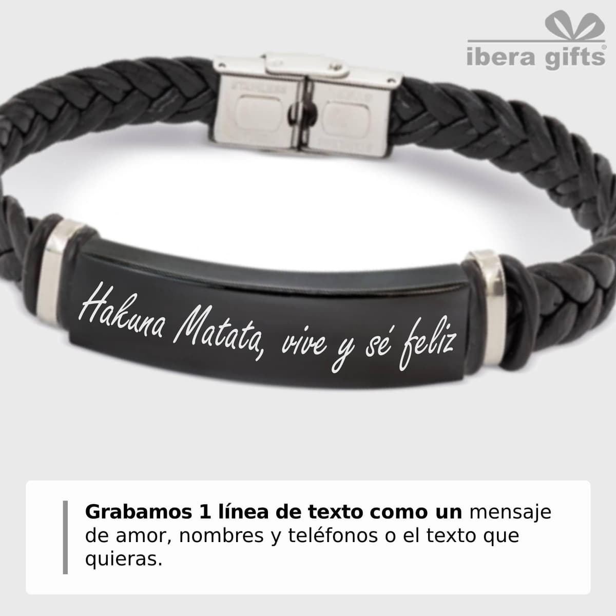 ibera gifts - Pulsera personalizada de acero inoxidable - Regalo Grabado para Hombre Mujer Parejas Amigos - Acabado profesional — view 2