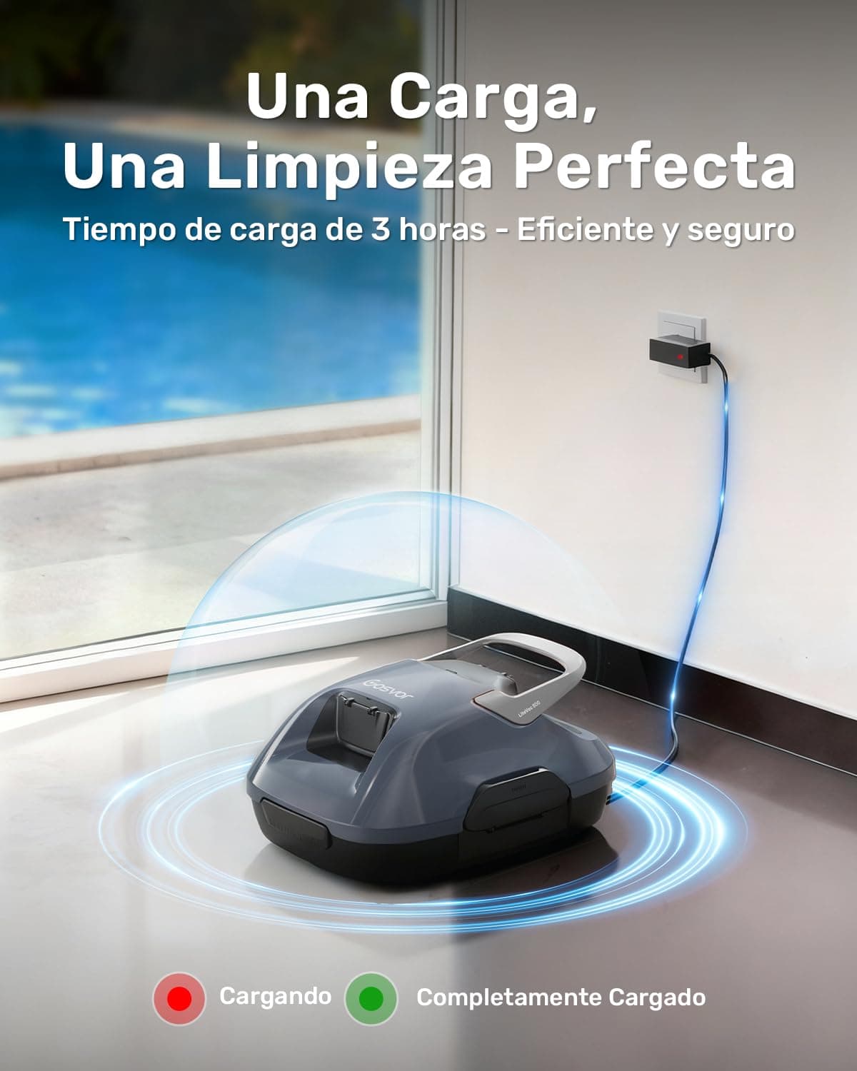 (Nuovo 2026) Gosvor Robot Limpiafondos Piscina Inalámbrico - Aspirador Piscina, 90 Min Autonomía, Autoestacionamiento, Fácil Uso, Robot Piscina para Suelo, Piscinas 80m² — view 5