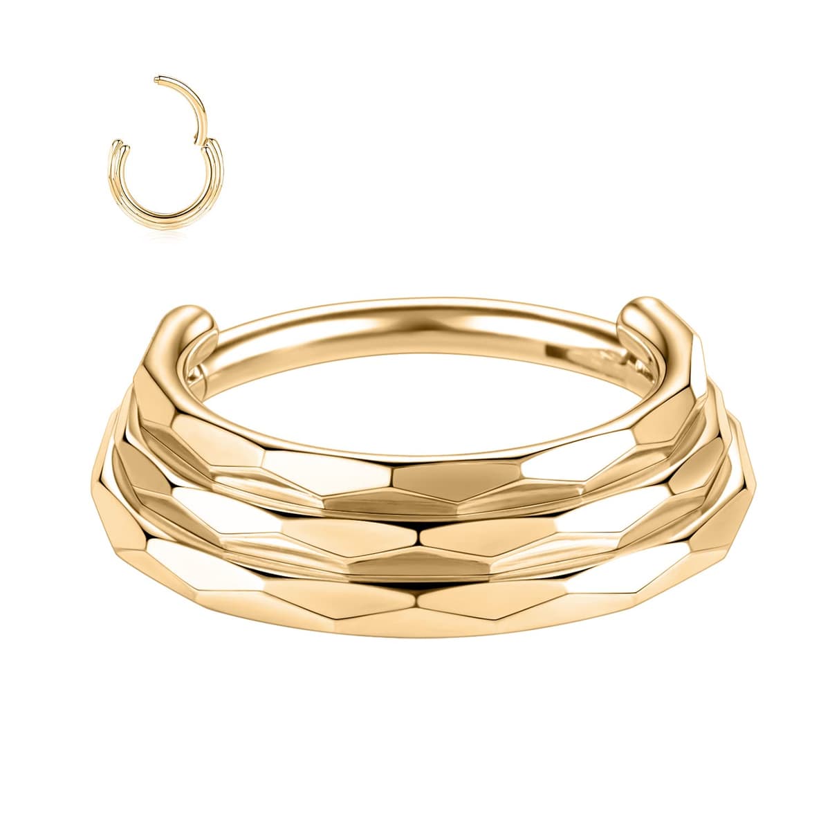 hengkaixuan 16G Septum Nose Rings Hoop Daith Earrings Surgical Steel Septum Clicker Ring Hirned Segment Seamless Clicker Ring Conch Hoop Ring Unisex Earrings Hoop Daith Piercing Jewellery — view 12