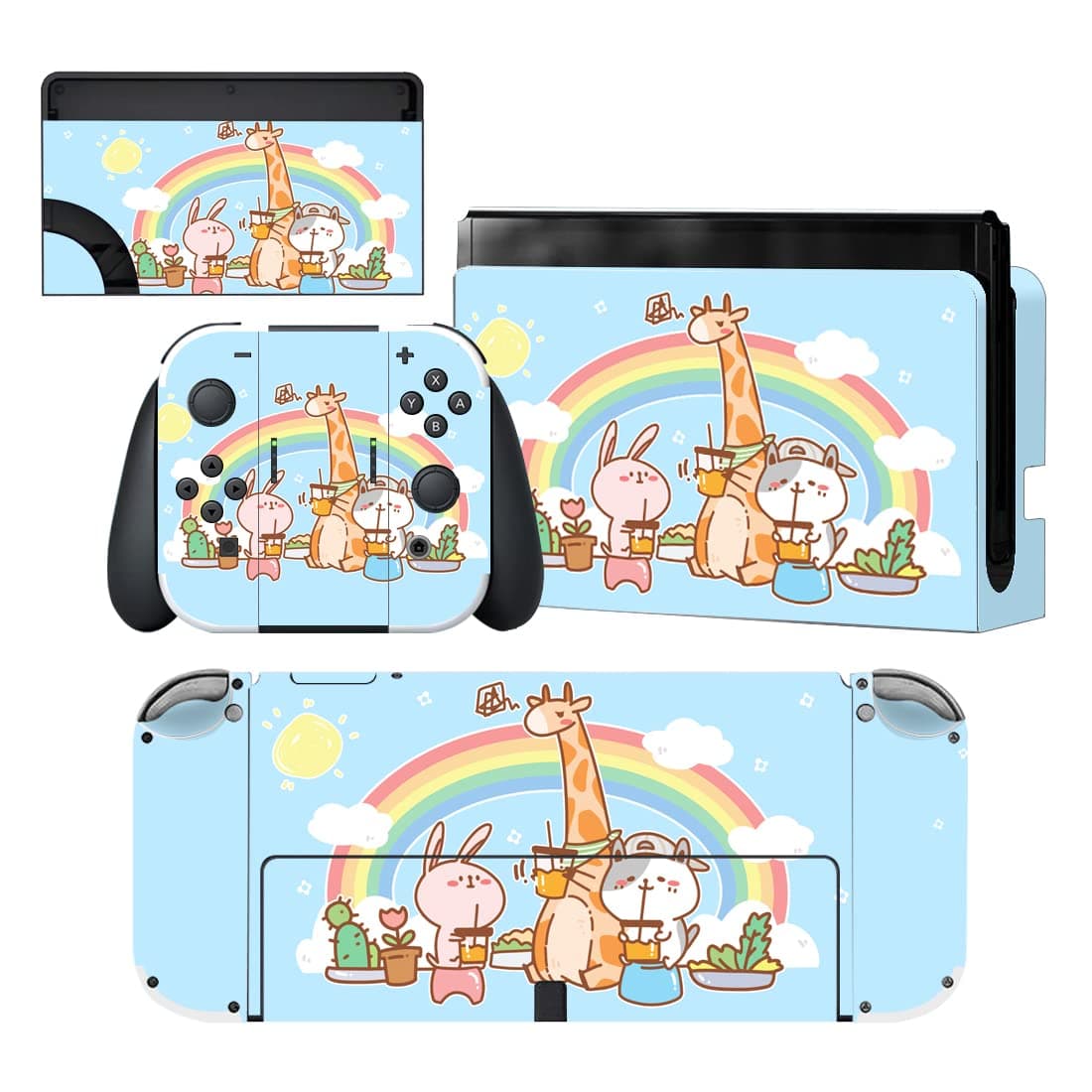 playvital Full Set Protective Stickers for Nintendo Switch OLED Model, Customized Vinyl Decal Skins for Switch OLED Console & Joycon & Dock & Grip - Nebula Galaxy — view 13