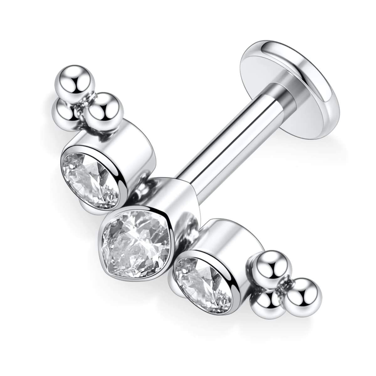 hengkaixuan 16G Titanium Labret Studs - Internally Threaded Flatback - Unisex - Silver - Piercing Jewellery — view 3