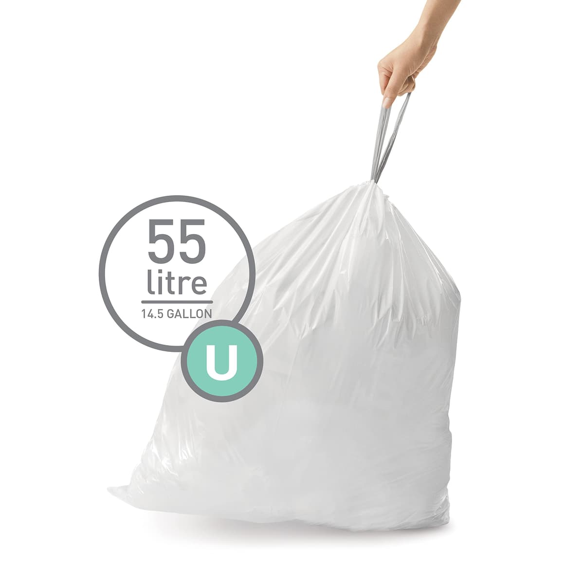 simplehuman CW0258 3 x paquete de 20 bolsas de basura a medida (60 bolsas), código H, plástico blanco — view 86